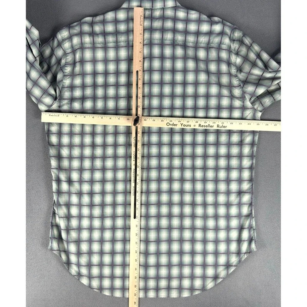 Robert Graham Shirt XL Green Purple Geometric Window Pane Colorful Flip Cuff